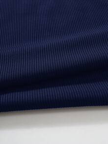 SHEIN EZwear 大码夏季休闲字母印花藏蓝色连体衣 - 藏蓝色 - 查看 4