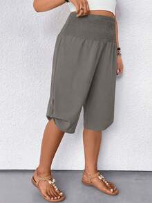 EMERY ROSE Women's Casual Drawstring Waist Bermuda Shorts, Versatile - Grey - View 3