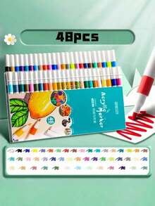 Multi-Color Acrylic Paint Marker Pen Set 12/24/36/48/60/80 Colors, High Pigment Waterproof Quick Dry, Ideal For Graffiti DIY Crafts Coloring & Artistic Creation - Multicolor - View 10
