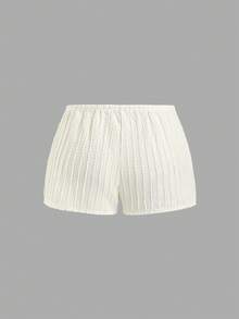 Sweetra Women's Metal Decor Casual Versatile Daily Wear Shorts - Apricot - View 3