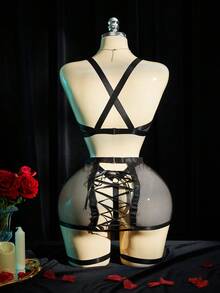 SpicyHot Bộ đồ lót gợi cảm 3 món dành cho nữ - màu đen - Xem 2