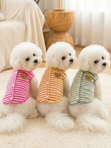 PETSIN 宠物春季新款狗狗服装 动物用品 宠物服装 狗狗背心 猫咪T恤 泰迪熊套装 小型动物服装 休闲酷炫背心 狗狗服装 猫咪服装 春夏两季新款背心 - 彩色 - 查看 2