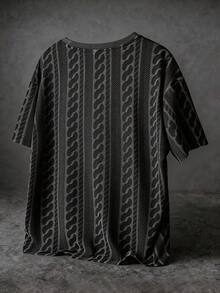 Manfinity EMRG Men's Striped Crew Neck Short Sleeve Casual Versatile T-Shirt - Black - View 2