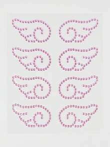 ROMWE Kawaii 1pc Lace Bow, Heart, Star, Bow, Diamond Glitter & Facial Jewel Stickers - Pink - View 3