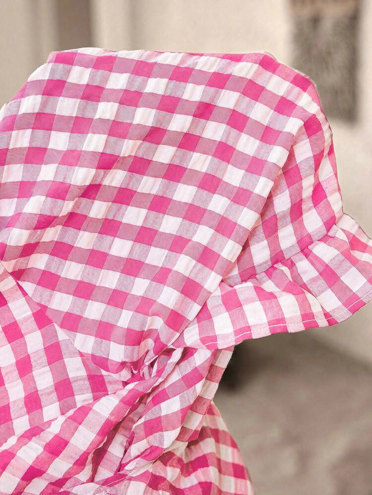 Plus Size Plaid Minimalist Casual Round Neck Short Sleeve Shirt