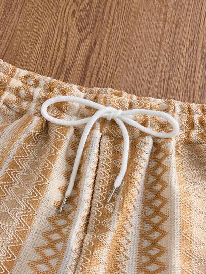 SWAVVY 男士夏季休闲宽松短裤，提花面料，松紧腰带，标准尺码