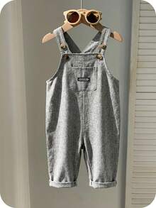 SHEIN Baby Boy Casual Cute Versatile Striped Cartoon Bear Pattern Bib Jumpsuit - Multicolor - View 7