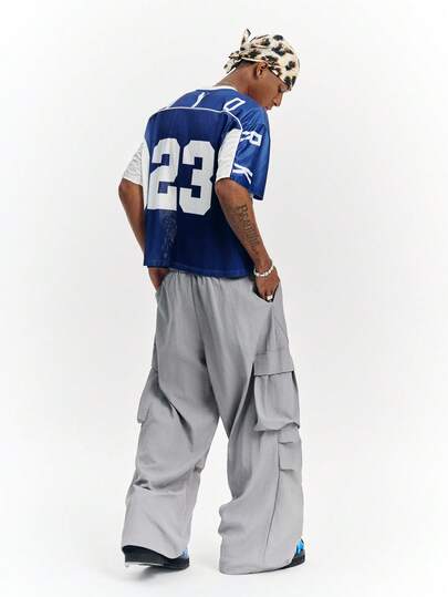 PAVTROS Men's Solid Color Casual Drawstring Waist Cargo Pocket Long Pants