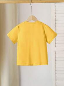 Genkimix Kids Áo thun bé gái (cỡ nhỏ) dễ thương và thanh lịch với nơ trang trí đính cườm 3D, màu vàng. - Màu vàng - Xem 2