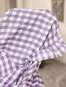 EMERY ROSE Camisa a cuadros casual de talla grande - Morado - Ver 7