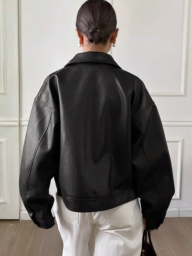 Autumn/Winter New Loose Casual Thick PU Women Regular Jacket