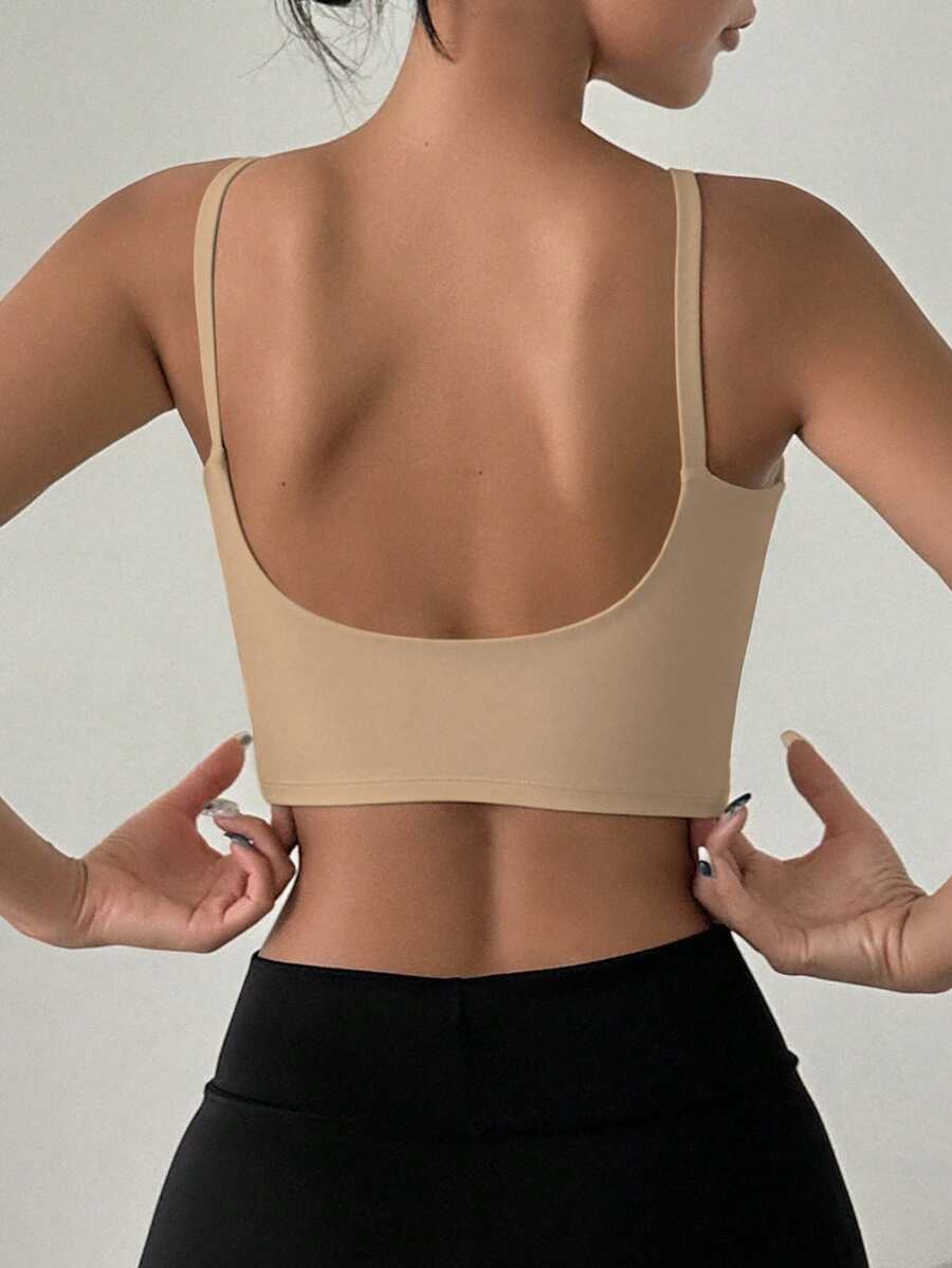 DAZY Áo lót thể thao không đường may, có đệm nhẹ dành cho nữ, thích hợp cho mùa hè. - Màu be - Xem 1