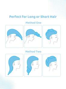 SHEIN X The Smurfs 1Pc Cartoon Embroidered Dry Hair Cap, Blue Sister Pattern Made Of Super Absorbent Material, Suitable For All Hair Volumes And Lengths, Dry Hair Towel - Blue - View 4