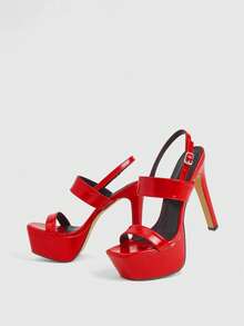 CUCCOO LuxiPop Women Heeled Sandals Summer Shoes - Red - View 5