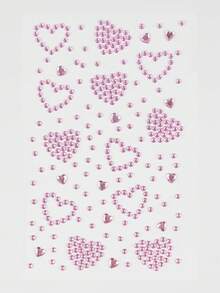 ROMWE Kawaii 1pc Lace Bow, Heart, Star, Bow, Diamond Glitter & Facial Jewel Stickers - Pink - View 5
