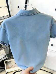 Resyla Printed Element Button Design Women Short Sleeve Shirt - Multicolor - View 2