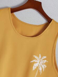 Manfinity RSRT Men's Minimalist Print Round Neck Sleeveless Tank Top And Shorts Set - Multicolor - View 3