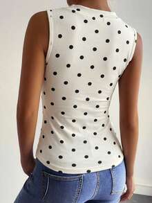 DAZY Women's Summer V-Neck Textured Fabric Fitted Camisole, Casual & Sexy - Apricot - View 3