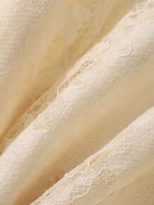 Livesso Women's Yellow Lace Camisole With Layered Ruffle Hem, Elegant For Casual, Beach, Wedding, Valentine's Day, Spring/Summer Boho - Beige - View 8