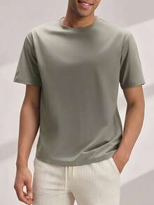 Driftmere paquete de 3 camisetas casuales de manga corta y cuello redondo de unicolor para hombre en verano - Gris - Ver 4