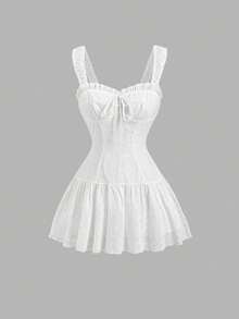 Sweetra Spring/Summer New Design Sense High Street Elegant Retro Sexy Slim Fit Elegant College Style Versatile Comfortable White Dress For Outing - White - View 1
