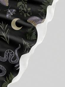ROMWE Goth 复古哥特神秘女巫蛾叶植物印花弹力加大码吊带裙 - 白色 - 查看 4