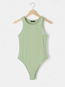 SHEIN BASICS 3 pièces/set Body moulant en tricot à col rond sans manches de couleur unie décontracté pour femmes - Multicolore - Voir 4