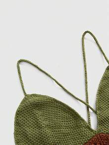 ROMWE Plus Size Fairycore Mushroom Vacation Knit Top - Green - View 4
