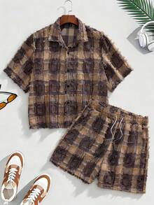 PAVTROS Conjunto de camisa de manga curta estilo streetwear masculino - Multicolorido - Ver 3