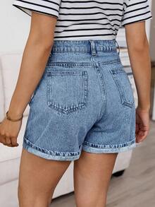 SHEIN Maternity Solid Color Casual Jeans - Medium Wash - View 2