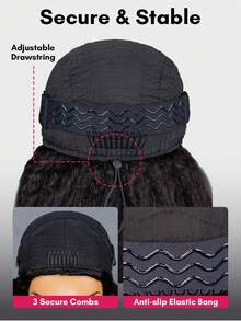 QUICK WEAR Wear Go 半头假发，烫发/卷发/直发/弹性贴合，三合一半头假发，带抽绳，自然发际线，无缝设计，新手友好，即戴即用，无需胶水，真人发假发，预先拔毛发际线，180% 密度，12-16 英寸波波头，未经加工的原生发，Y2K 真人发假发，礼物/发饰，100% 真人发假发，真人发，无蕾丝假发，度假氛围，活力四射，旅行必备，假日装扮，日常佩戴，快速发货，度假旅行必备，女士 - SNatural - 查看 11