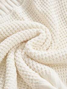 ROMWE J-Fashion 大码可爱蝴蝶结露肩长袖宽松针织衫，秋冬款 - 杏色 - 查看 4