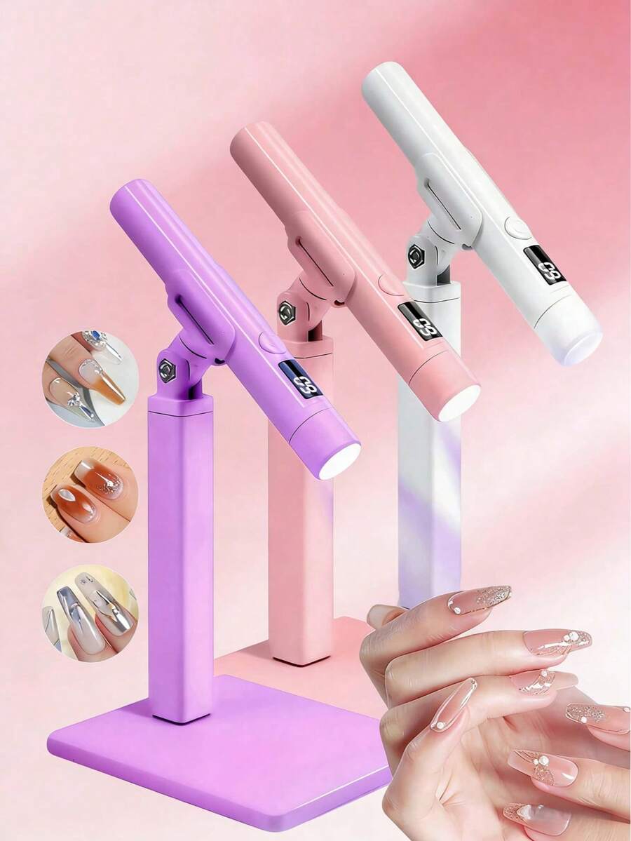 Teckwe LIMEGIRL Mini UV LED Nail Dryer Lamp With Stand & French Stamp, Designed For Nail Art, Portable High Power Nail Drying Machine, Upright Lamp, Professional UV Nail Lamp, Suitable For Beginners And Professionals - Multicolor - View 1