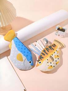 Joivida Funny Novelty Large Capacity Fish Shape Pencil Case Pen Bag, Cute Sea Animal Stationery Organizer Pouch For Students, Multi-Purpose Storage Decor Gift - Multicolor - View 7