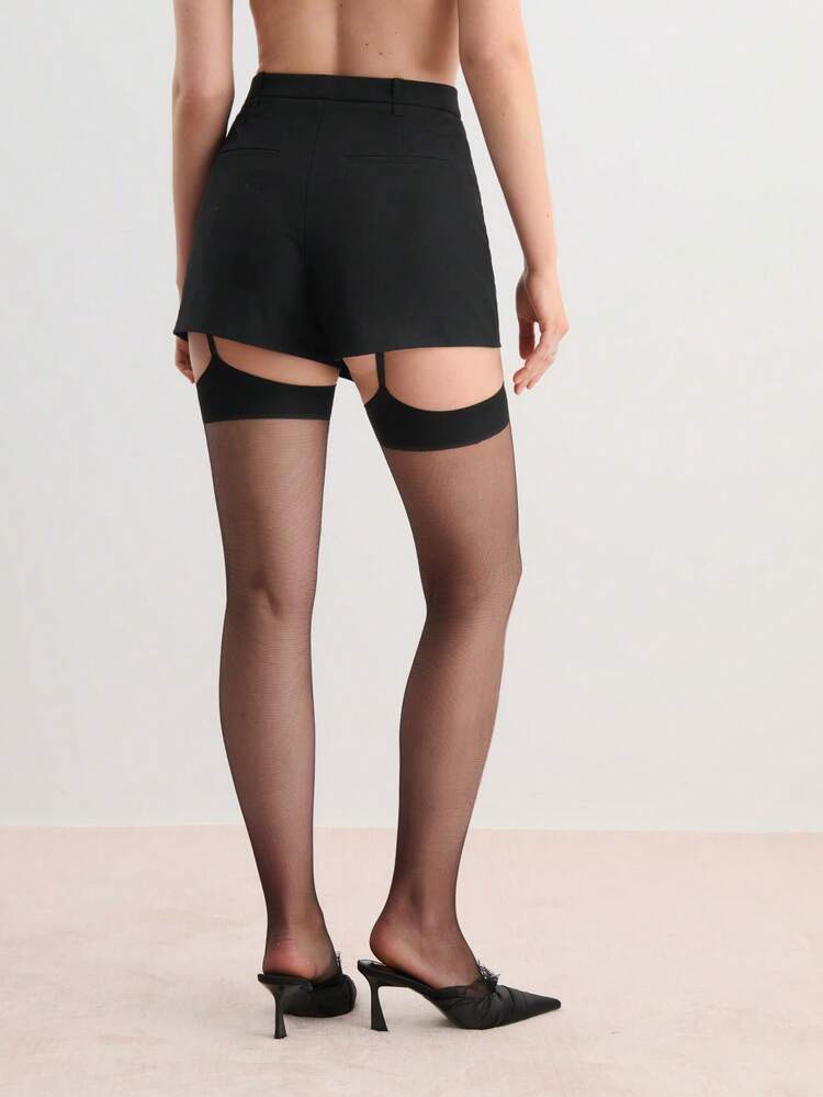 Hourtrue 奢华、优雅、复古、性感、时尚的过膝袜，采用细绑带、窄袜口和一体式系带设计，方便穿脱，塑形舒适，透气性好，高度遮盖性——完美适用于正式场合、商务活动、节日派对和约会，春、夏、秋、冬四季皆宜，是情人节、圣诞节和新年庆祝活动的理想之选，舒适保暖。 - 黑色 - 查看 2