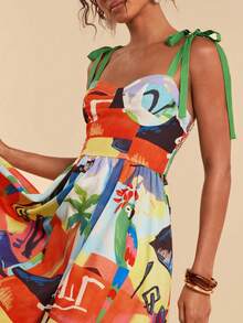 Travachic Women's Casual Palm Tree Print Sleeveless Dress, Suitable For Vacation - Multicolor - View 5