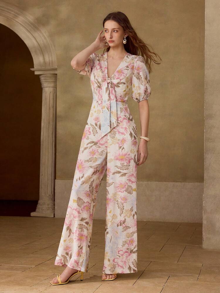 WOMEN'S LINEN PRINTED JUMPSUIT, SPRING/SUMMER
