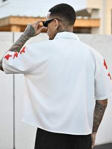Devon Thys 夏季男士休闲标语印花衬衫 - 白色 - 查看 2
