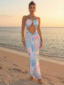 Lumalex 女士扎染胸前装饰连体裤连衣裙 - 彩色 - 查看 4