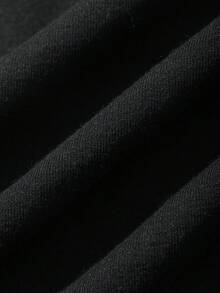 FRIFUL 纯色拼接薄纱波点网眼宽松休闲百搭T恤 - 黑色 - 查看 3