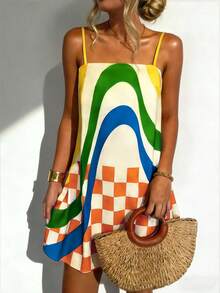 Vaclyn 女士无袖撞色宽松夏季连衣裙 - 彩色 - 查看 6