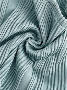 SHEIN Tall CURVE 大码女式纯色金属装饰多功能系带衬衫，适合约会和外出穿着 - 霧霾藍 - 查看 7