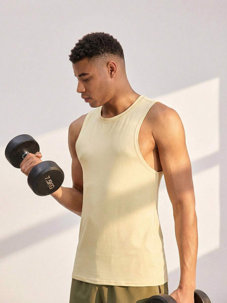 Driftmere Áo thun nam cổ tròn đa năng, thời trang mùa hè, phong cách thường ngày. - Màu be - Xem 1