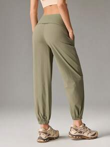 OutZeal Quần thể thao nữ, quần thường ngày, quần jogger, quần năng động, chống thấm nước, nhẹ, co giãn, cạp chun có thể gập lại. - xanh quân đội - Xem 8