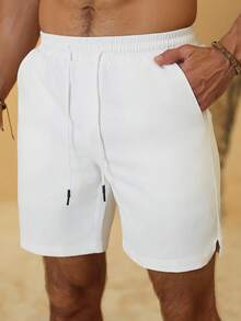 VENTUSAIL Herrshorts med dragsko och fickor i midjan, lösa och avslappnade - Vitt - Visa 1