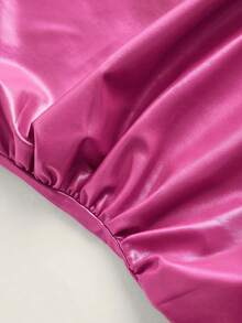 Siren Gaze Áo da nữ phong cách thường ngày thập niên 90, trang phục đường phố, áo tank top PU cổ xếp ly màu trơn, áo không tay, áo đi chơi, áo nữ mùa thu thích hợp cho đi chơi và dự tiệc, áo da nữ màu hồng, áo da mềm mại, áo nữ mùa hè. - Màu Hồng Tươi - Xem 5
