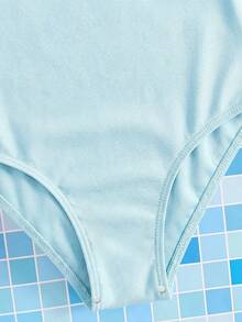 Emery Rose Kids Emery Rose Kids 女童荷叶边蝴蝶结连体泳衣，姐妹装 - 淺藍色 - 查看 7