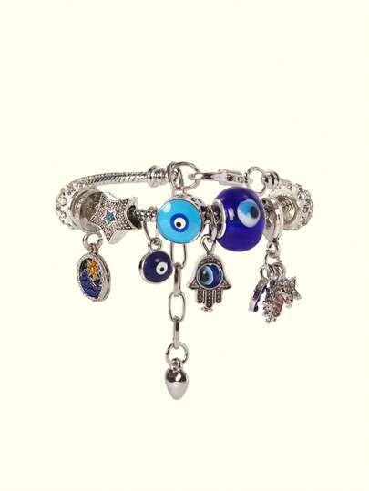 Popjeli 1pc Devil Eye DIY Bracelet, Buddha Hand Bracelet, Stars & Moon Bracelet, Fashionable Retro DIY Bracelet