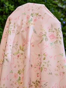 SHEIN Đầm bầu tay ngắn họa tiết hoa nhí xếp ly, buộc dây phía trước, thích hợp cho kỳ nghỉ. - Màu Hồng baby - Xem 6