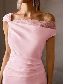 MOTF Soiréza ELEGANT LACE PATCHWORK FORMAL DRESS, SPRING/SUMMER - Baby Pink - View 2